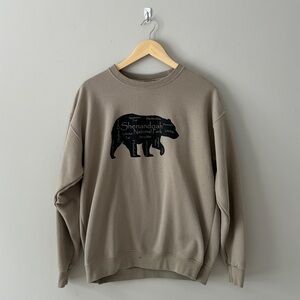 Women's Crewneck Sweater - Shenandoah National Park Design in Brown